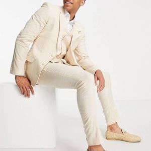 ASOS DESIGN wedding linen super skinny suit pants